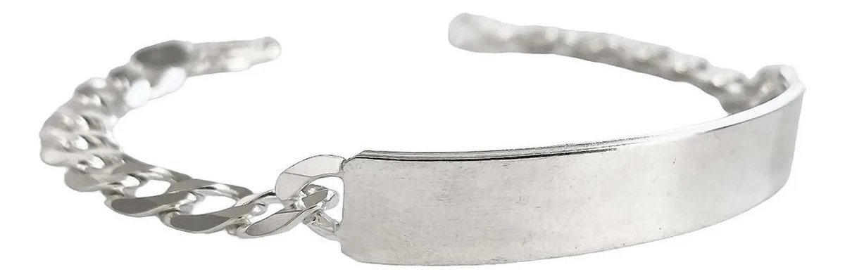 Esclava de plata .925 plateado pulsera cubana placa gruesa hombre — Joyaris