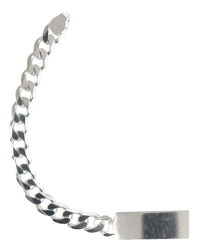 Esclava de Plata 925 Cadena Cubana para Hombre con Placa Lisa - Imagen 2