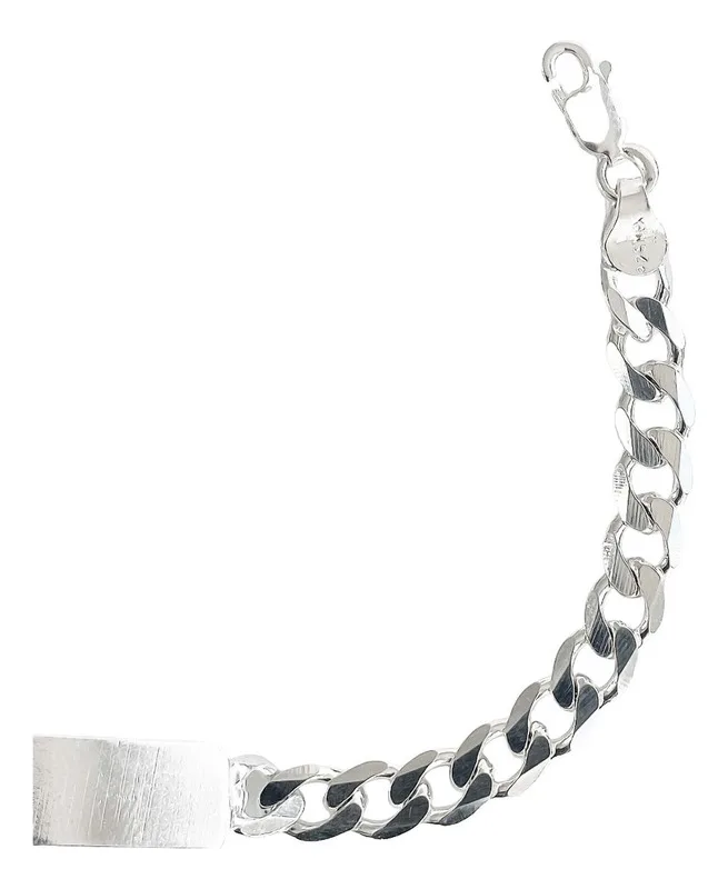 Esclava de Plata 925 Cadena Cubana para Hombre con Placa Lisa - Imagen 3