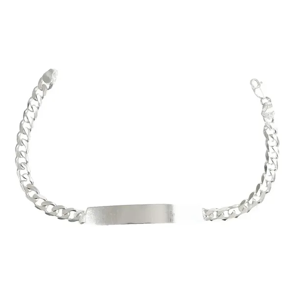 Esclava de plata .925 hombre pulsera cubana placa lisa broche perico — Joyaris
