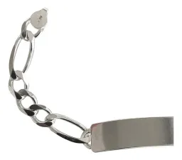 Esclava Plata 925 Cadena Figaro 3x1 con Placa Grabable para Hombre - Imagen 2