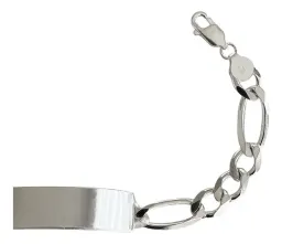 Esclava Plata 925 Cadena Figaro 3x1 con Placa Grabable para Hombre - Imagen 3