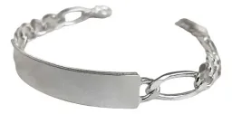 Esclava Plata 925 Hombre Cadena Figaro 3x1 Placa Lisa Personalizable - Imagen 4