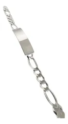 Esclava Plata 925 Hombre Cadena Figaro 3x1 Placa Lisa Personalizable - Imagen 5