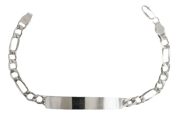 Esclava hombre de plata .925 gris figaro diamantada 20 cm — Joyaris