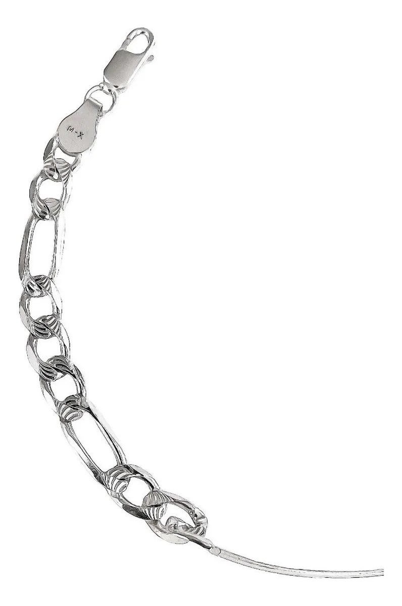 Esclava hombre de plata .925 gris figaro diamantada 20 cm — Joyaris
