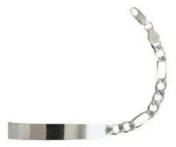 Esclava Plata 925 Hombre Cadena Fígaro Diamantada Placa para Grabar - Imagen 3