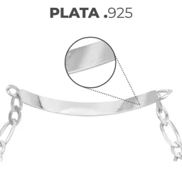 Esclava Hombre Fígaro Placa Lisa Plata .925 18cm Modelo 1380 - Imagen 5