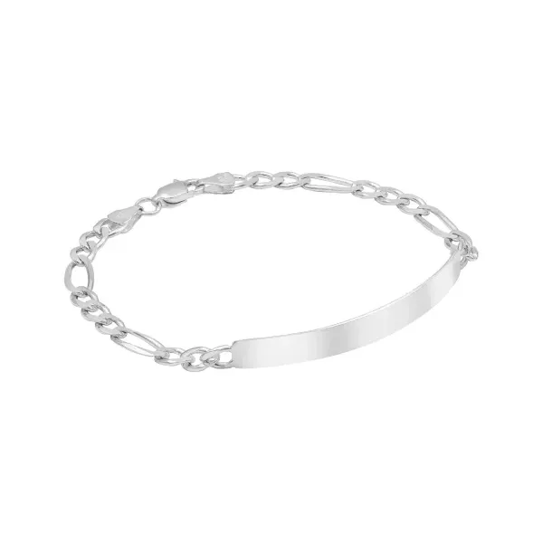 Esclava para hombre de plata .925 diseno Figaro con placa lisa 18cm — Joyaris