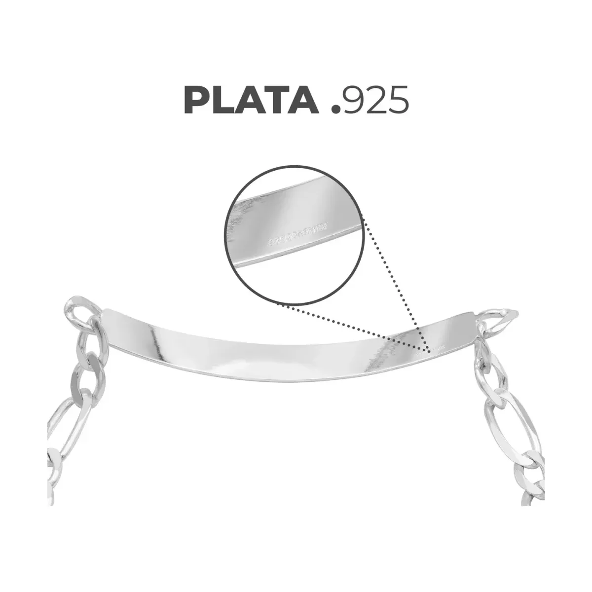 Esclava Hombre Fígaro Placa Lisa Plata .925 18cm Modelo 1380 - Imagen 5