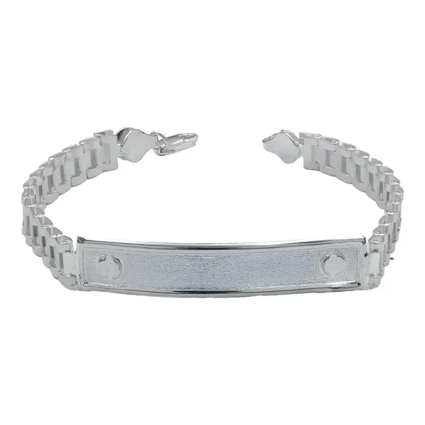 Esclava Hombre Plata Ley .925 Estilo Rolex Placa Grabable - Imagen 1