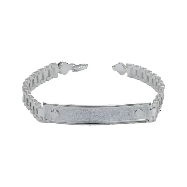 Esclava Hombre Plata Ley .925 Estilo Rolex Placa Grabable - Imagen 1