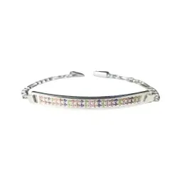 Esclava Moderna Placa con Zirconias Multicolor Plata .925 - Imagen 1