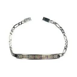 Esclava Moderna Placa con Zirconias Multicolor Plata .925 - Imagen 2