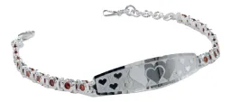 Esclava Pulsera Plata 925 Corazón con Placa de Zirconias Naranja Ajustable - Imagen 1