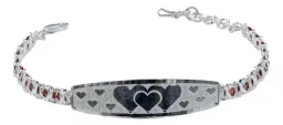 Esclava Pulsera Plata 925 Corazón con Placa de Zirconias Naranja Ajustable - Imagen 2