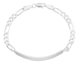 Esclava Plata 925 Figaro Diamantada para Hombre 20cm - Imagen 4