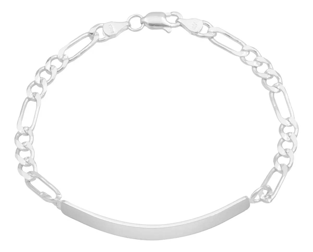 Esclava Plata 925 Figaro Diamantada para Hombre 20cm - Imagen 4