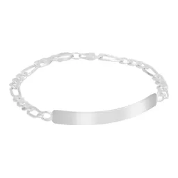 Esclava Placa Gruesa Figaro Diamantada Plata .925 18cm - Imagen 1