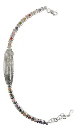 Esclava Pulsera Plata 925 San Benito Zirconias Multicolor Ajustable - Imagen 1