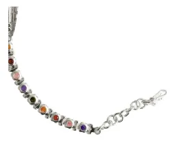 Esclava Pulsera Plata 925 San Benito Zirconias Multicolor Ajustable - Imagen 3