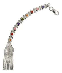 Esclava Pulsera Plata 925 San Benito Zirconias Multicolor Ajustable - Imagen 4