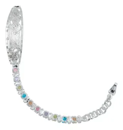 Esclava Plata .925 Placa San Judas Tadeo Multicolor Ajustable - Imagen 4