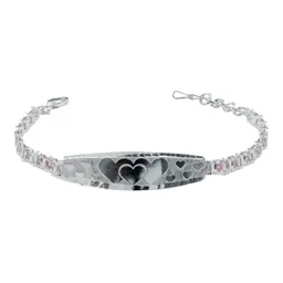 Esclava Plata 925 Ajustable Placa Corazón con Zirconias Rosa para Mujer - Imagen 2