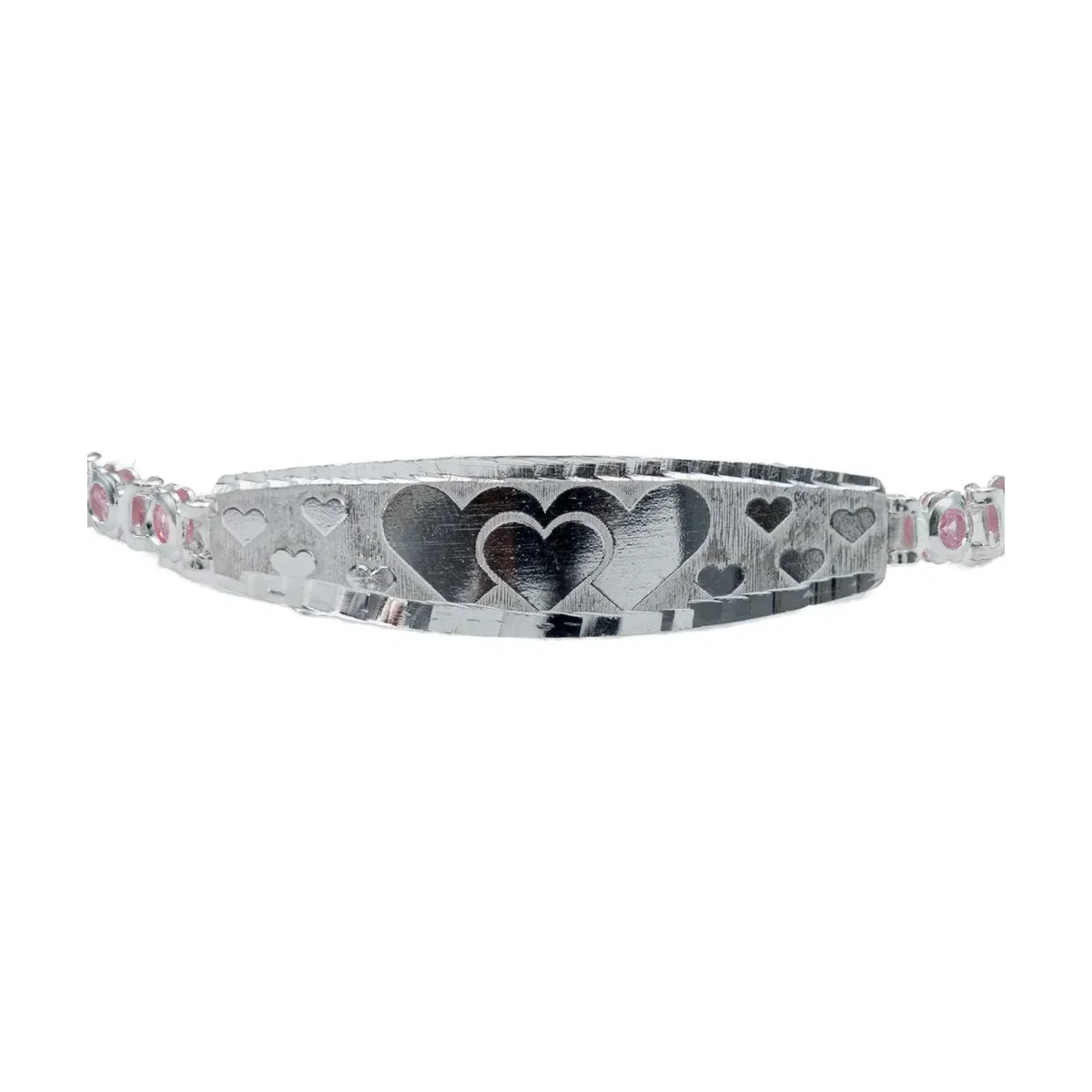 Esclava Plata 925 Ajustable Placa Corazón con Zirconias Rosa para Mujer - Imagen 3