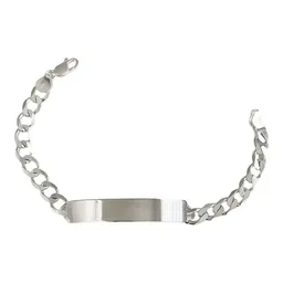 Esclava Plata 925 Cadena Cubana Hombre Placa Lisa 9mm - Imagen 1