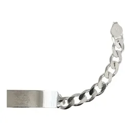 Esclava Plata 925 Cadena Cubana Hombre Placa Lisa 9mm - Imagen 3