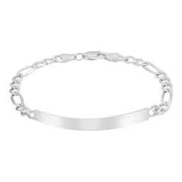 Esclava Plata 925 Cadena Fígaro Placa Lisa para Hombre 20cm - Imagen 3