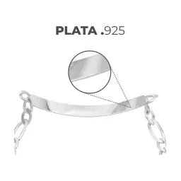 Esclava Plata 925 Cadena Fígaro Placa Lisa para Hombre 20cm - Imagen 5