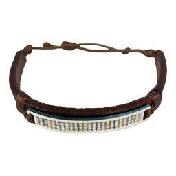 Esclava Plata 925 Cuero Multicolor con Zirconias Ajustable Unisex - Imagen 2