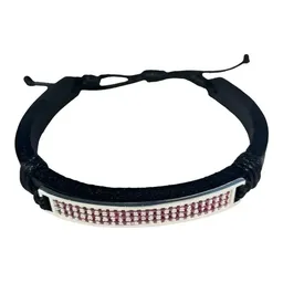 Esclava Plata 925 Cuero Violeta Zirconias Ajustable Unisex - Imagen 2