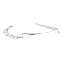 Esclava Plata 925 Eslabón Diamantado con Placa para Hombre - Imagen 1