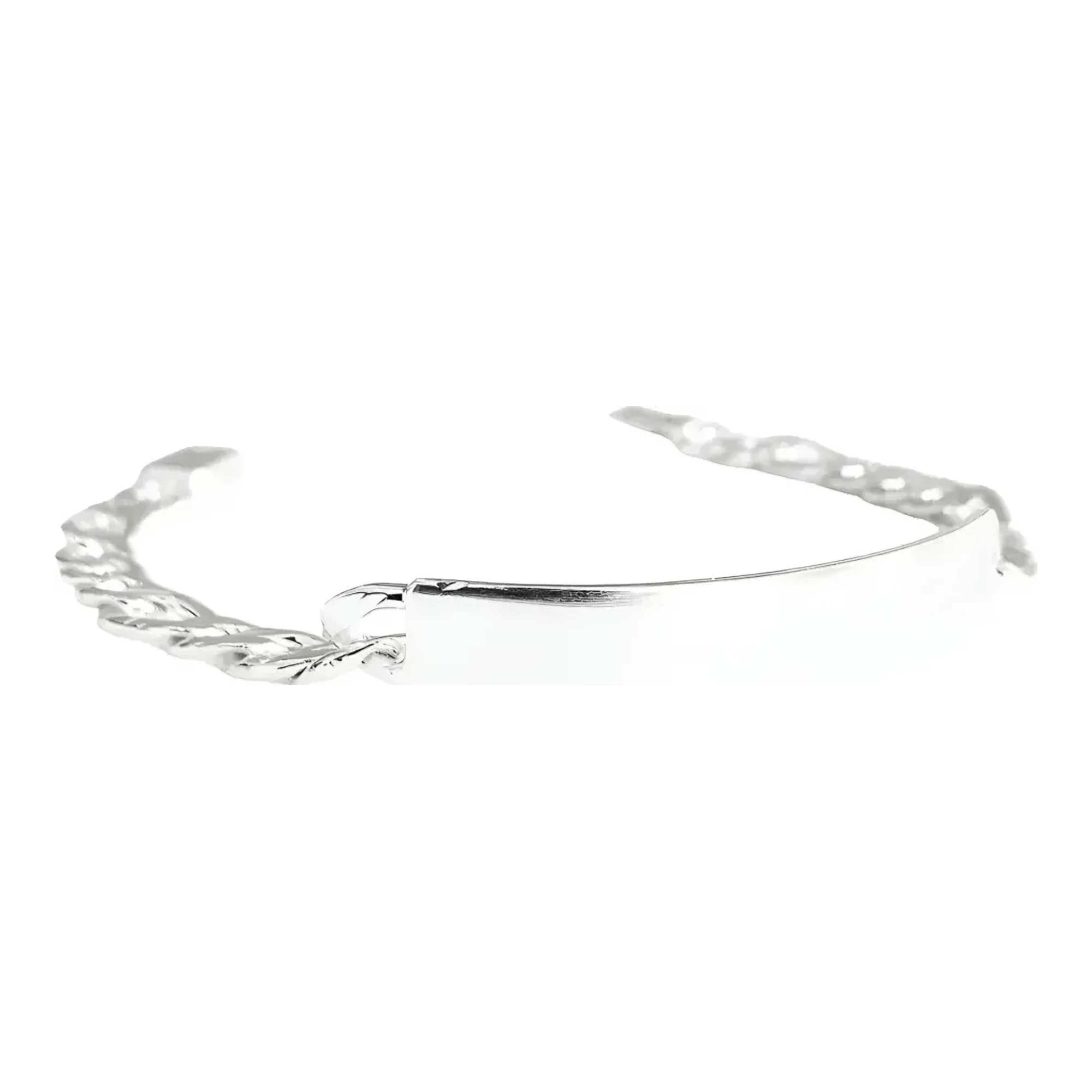Esclava de plata .925 para hombre con placa lisa eslabón diamantado brillante broche de caja joyería fina para caballero