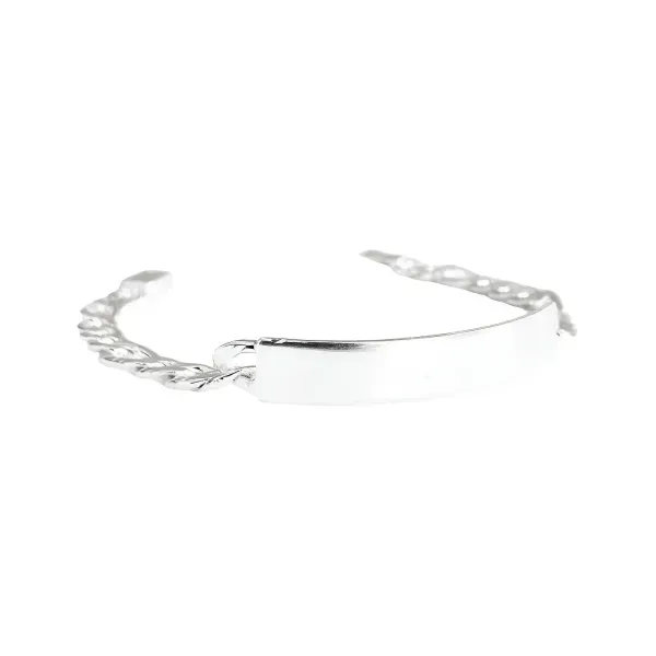 Esclava Plata 925 Eslabón Diamantado con Placa para Hombre - Imagen 1