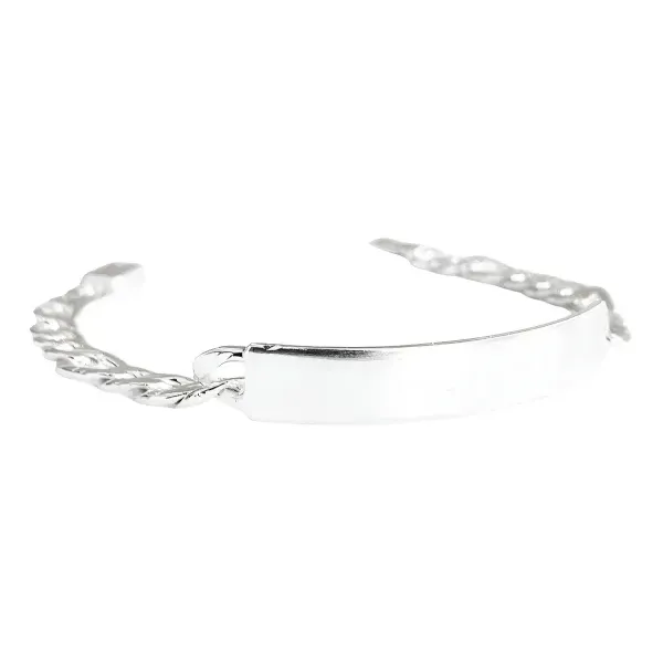 Esclava Plata 925 Eslabón Diamantado con Placa para Hombre - Imagen 1