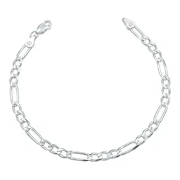 Esclava Plata 925 Fígaro 3x1 Diamantada 20cm Unisex - Imagen 1