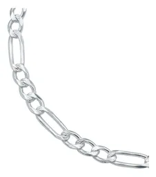 Esclava Plata 925 Fígaro 3x1 Diamantada 20cm Unisex - Imagen 2