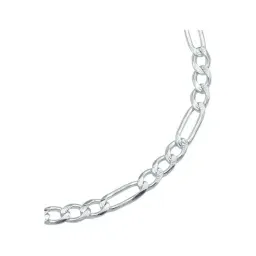Esclava Plata 925 Fígaro 3x1 Diamantada 20cm Unisex - Imagen 4