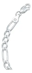 Esclava Plata 925 Fígaro 3x1 Diamantada 20cm Unisex - Imagen 4
