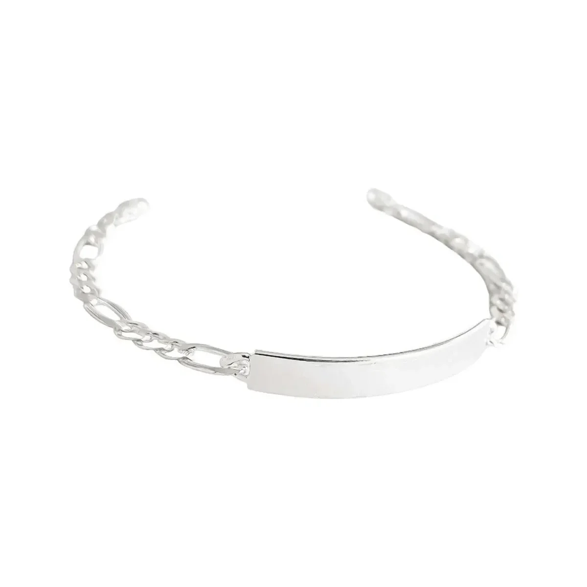 Esclava Plata 925 Figaro Diamantada para Hombre - Imagen 7