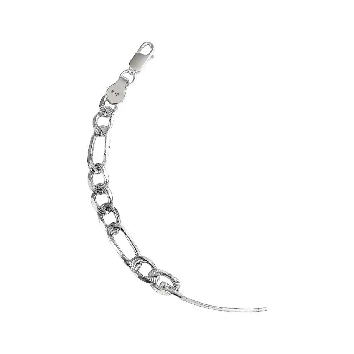 Esclava Plata 925 Hombre Cadena Fígaro Diamantada Placa Lisa - Imagen 2