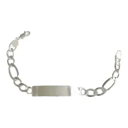 Esclava Plata 925 Hombre Cadena Fígaro Gruesa con Placa Lisa - Imagen 1