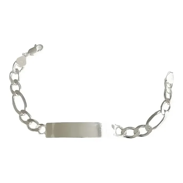 Esclava Plata 925 Hombre Cadena Fígaro Gruesa con Placa Lisa - Imagen 1