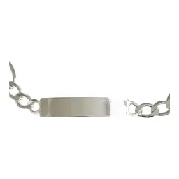 Esclava Plata 925 Hombre Cadena Fígaro Gruesa con Placa Lisa - Imagen 2
