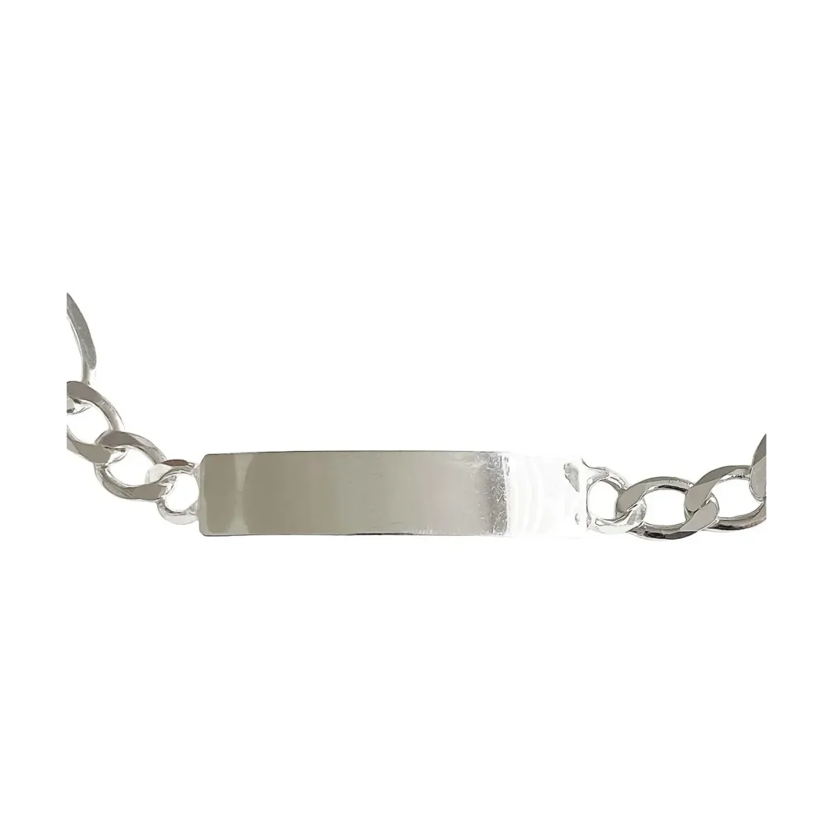 Esclava Plata 925 Hombre Cadena Fígaro Gruesa con Placa Lisa - Imagen 2
