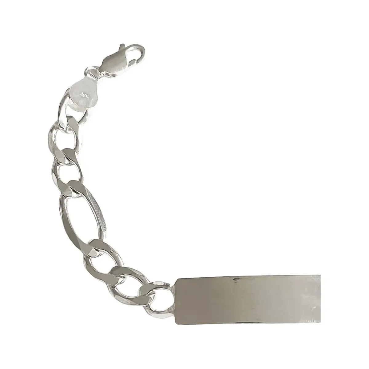 Esclava Plata 925 Hombre Cadena Fígaro Gruesa con Placa Lisa - Imagen 3